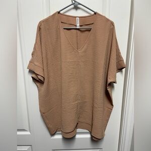 a new day Women's Brown V-Neck Blouse